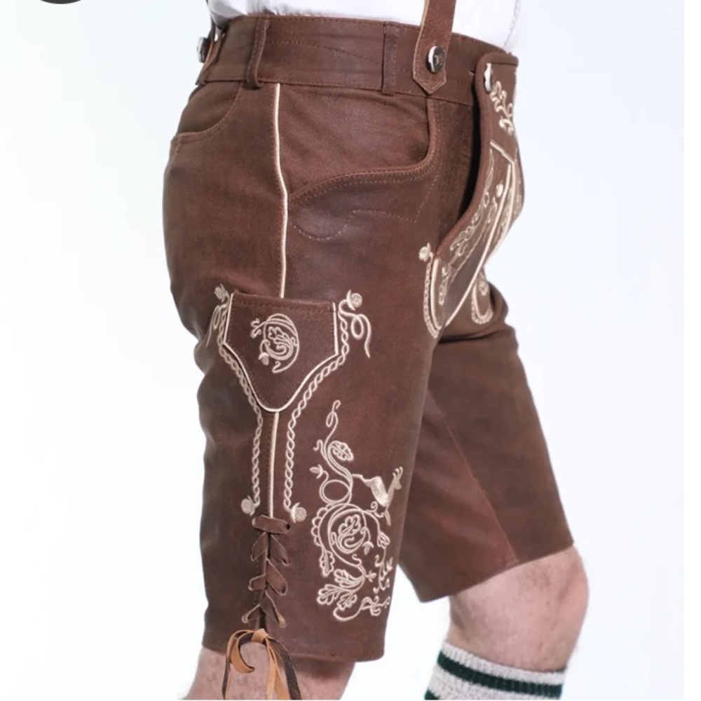 Brown Lederhosen Shorts with Suspenders